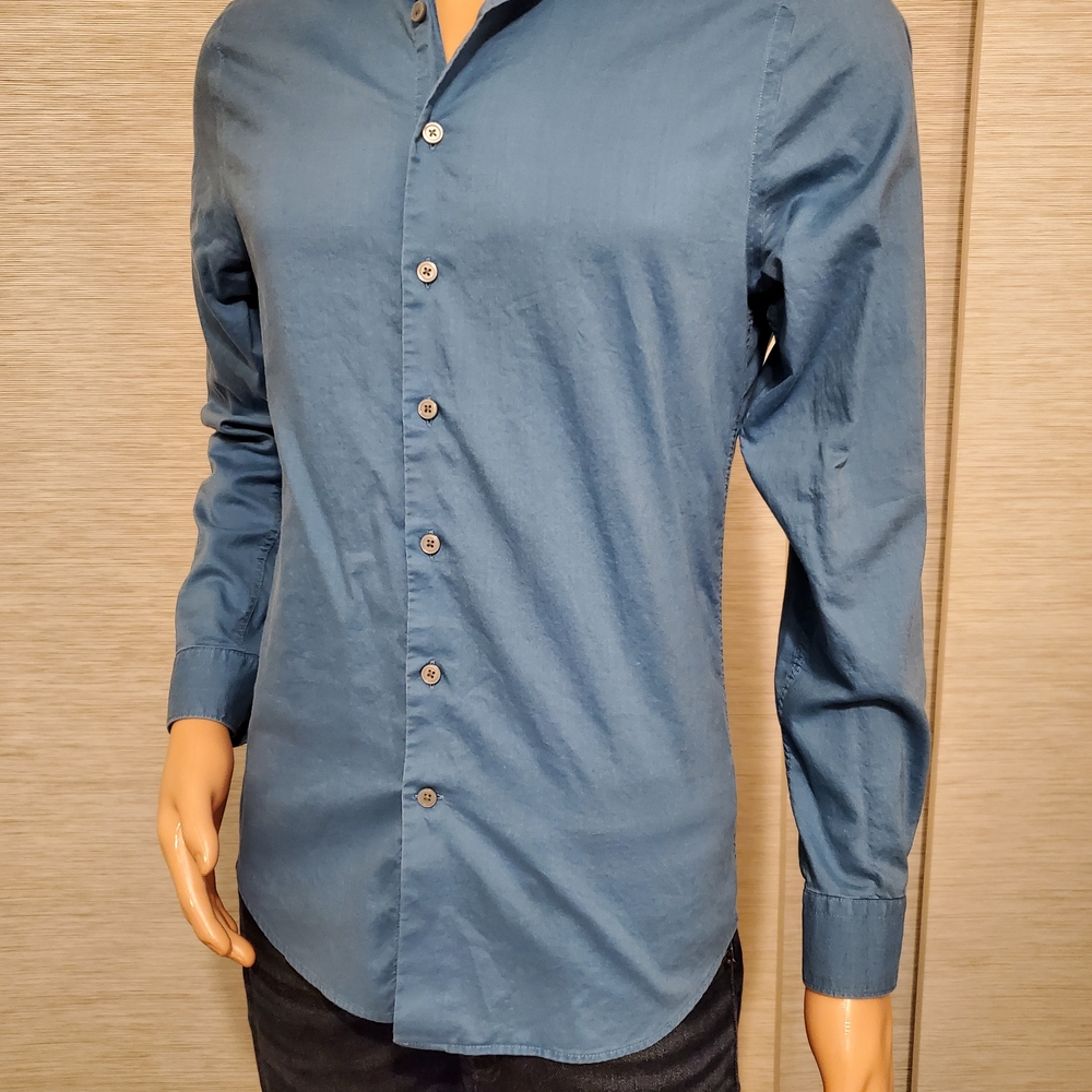 Express Men's Blue Button-Up Shirt